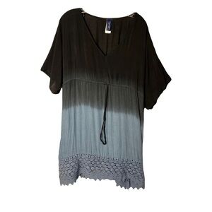 Swimsuits For All | Black Gray Ombre Renee Cover Up Dress, Size 14/16